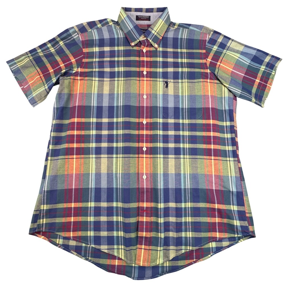 Hathaway Golf Mens Short Sleeve Plaid Button Down Shirt‎ 16 1/2 SS